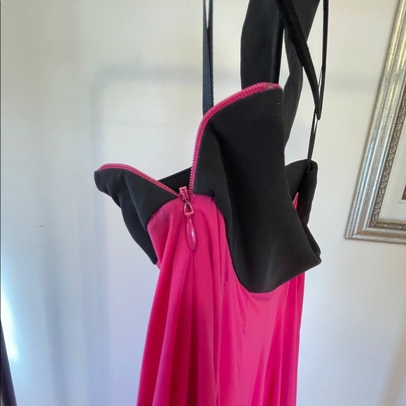 💕 AQ/AQ Opium Halter Cross Neck Cerise Pink High Low Asymmetric Prom Maxi Dress - Picture 9 of 13